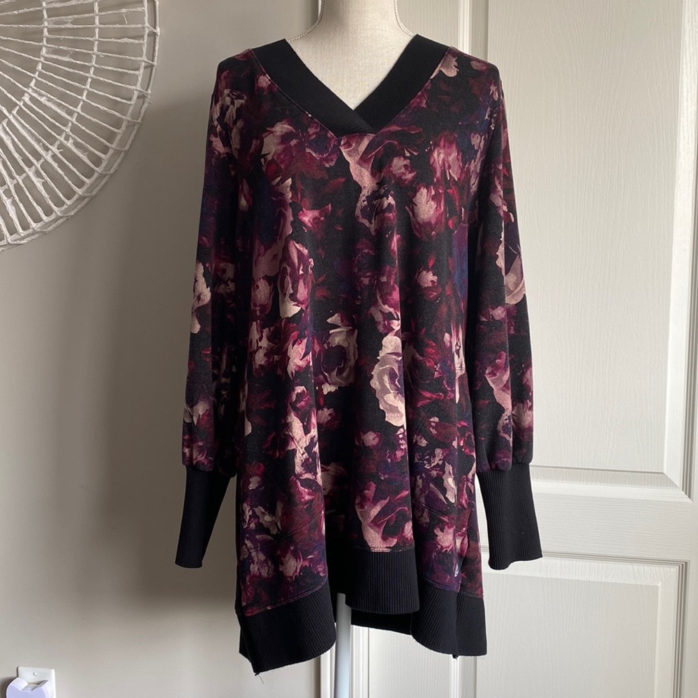 ActiveZone - Tunic Length Floral Print Sweatshirt